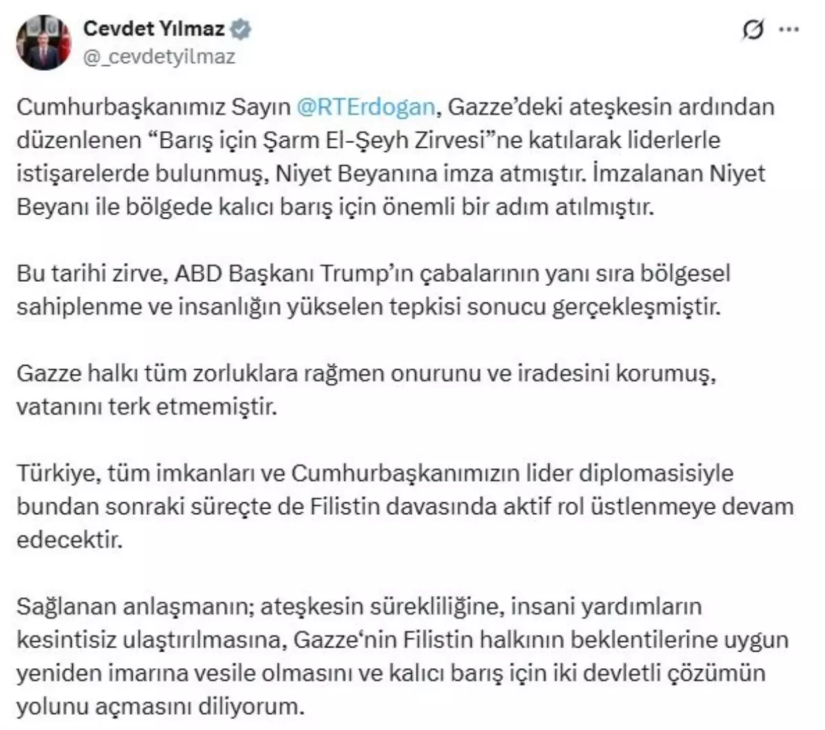 cevdet yilmaz turkiye filistin davasinda aktif rol ustlenecek F5ufWtrW.jpg